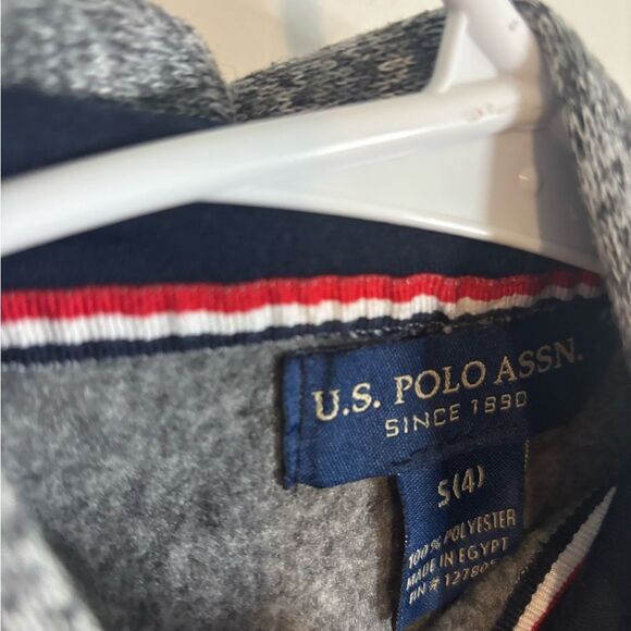 U.S. Polo Assn. Gray Kids Hoodie with Number and Logo size 4 EUC - Picture 2 of 3